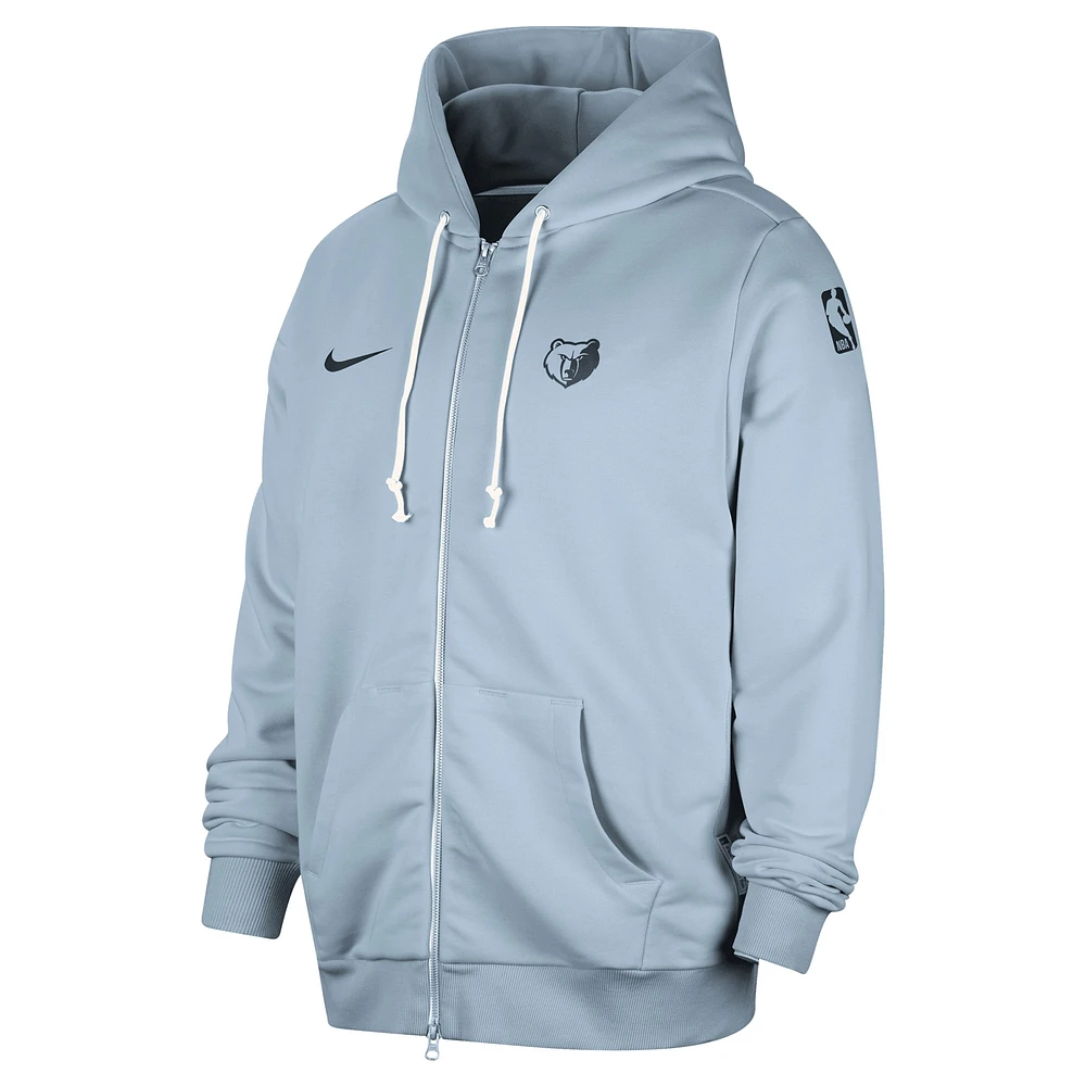 Veste à capuche entièrement zippée Nike bleu clair Memphis Grizzlies Authentic Standard Issue pour homme