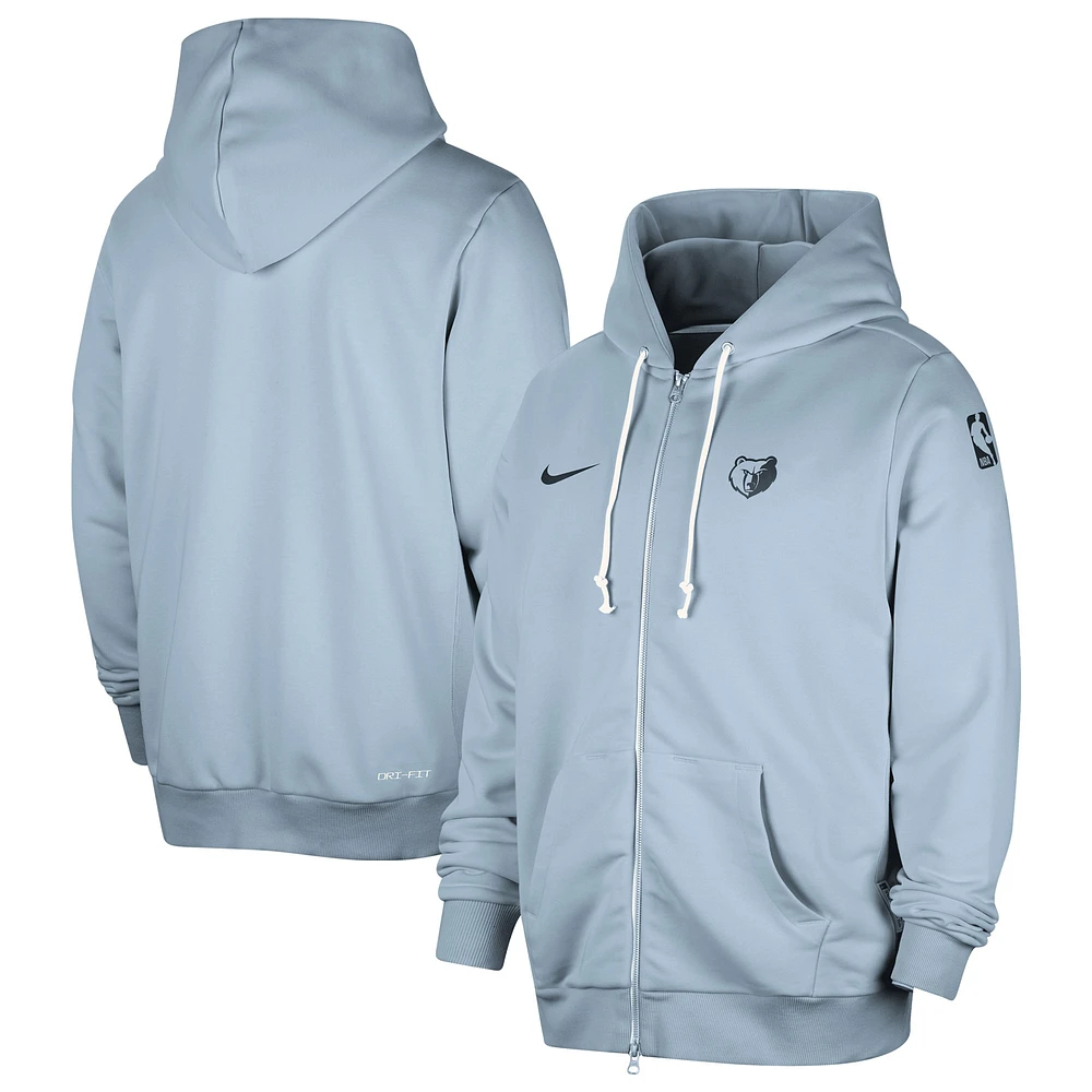 Veste à capuche entièrement zippée Nike bleu clair Memphis Grizzlies Authentic Standard Issue pour homme