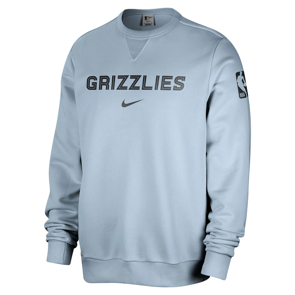 Sweat-shirt Nike Courtside Standard Issue Performance bleu clair pour homme des Memphis Grizzlies