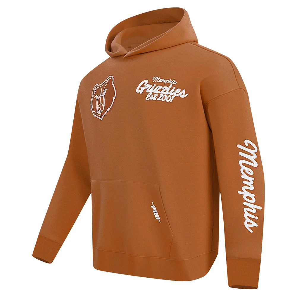 Men's Pro Standard Brown Memphis Grizzlies Paint the City Drop Shoulder Pullover Hoodie