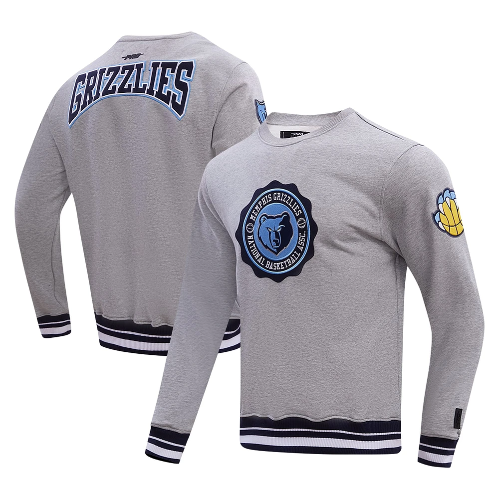 Men's Pro Standard Heather Gray Memphis Grizzlies Crest Emblem Pullover Sweatshirt