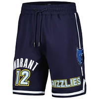 Short Pro Standard Ja Morant pour hommes, bleu marine, Memphis Grizzlies, nom et numéro du joueur