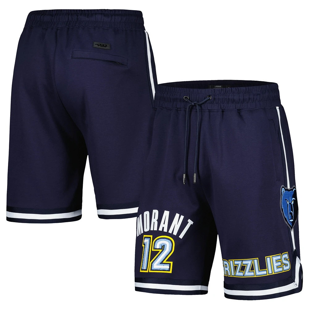 Short Pro Standard Ja Morant pour hommes, bleu marine, Memphis Grizzlies, nom et numéro du joueur