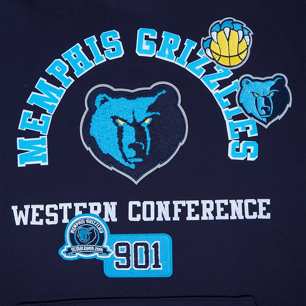 Sweat à capuche Pro Standard bleu marine pour homme avec code régional des Memphis Grizzlies