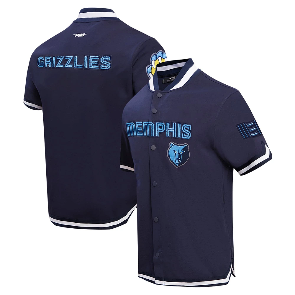 Veste d'échauffement classique à boutons-pression Pro Standard pour hommes, bleu marine Memphis Grizzlies