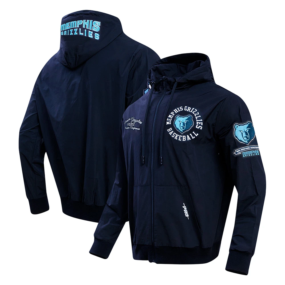 Sweat à capuche hybride entièrement zippé Pro Standard pour hommes, bleu marine, Memphis Grizzlies