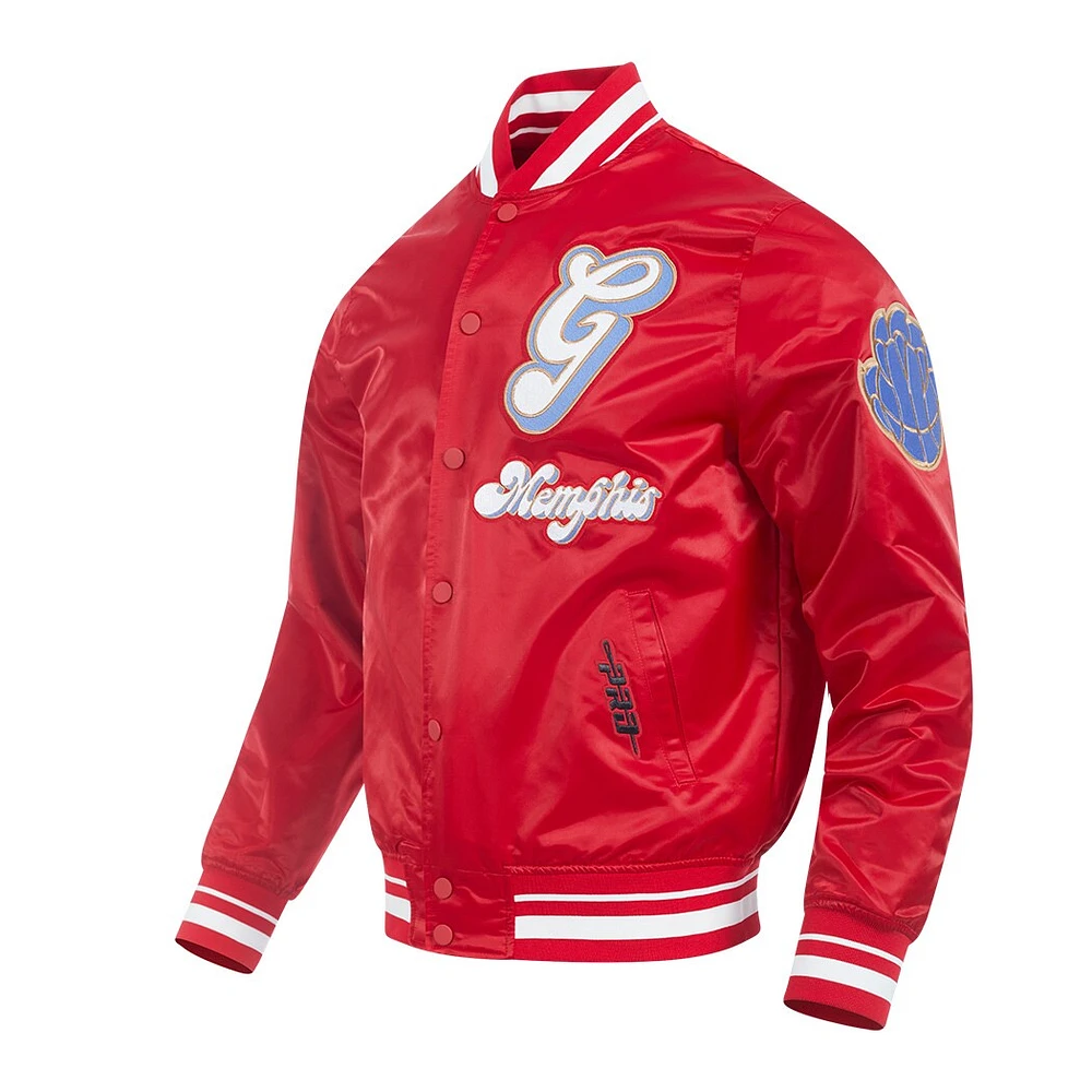 Veste à boutons-pression en satin chenille pour homme Pro Standard Red Memphis Grizzlies City Edition 2024/25