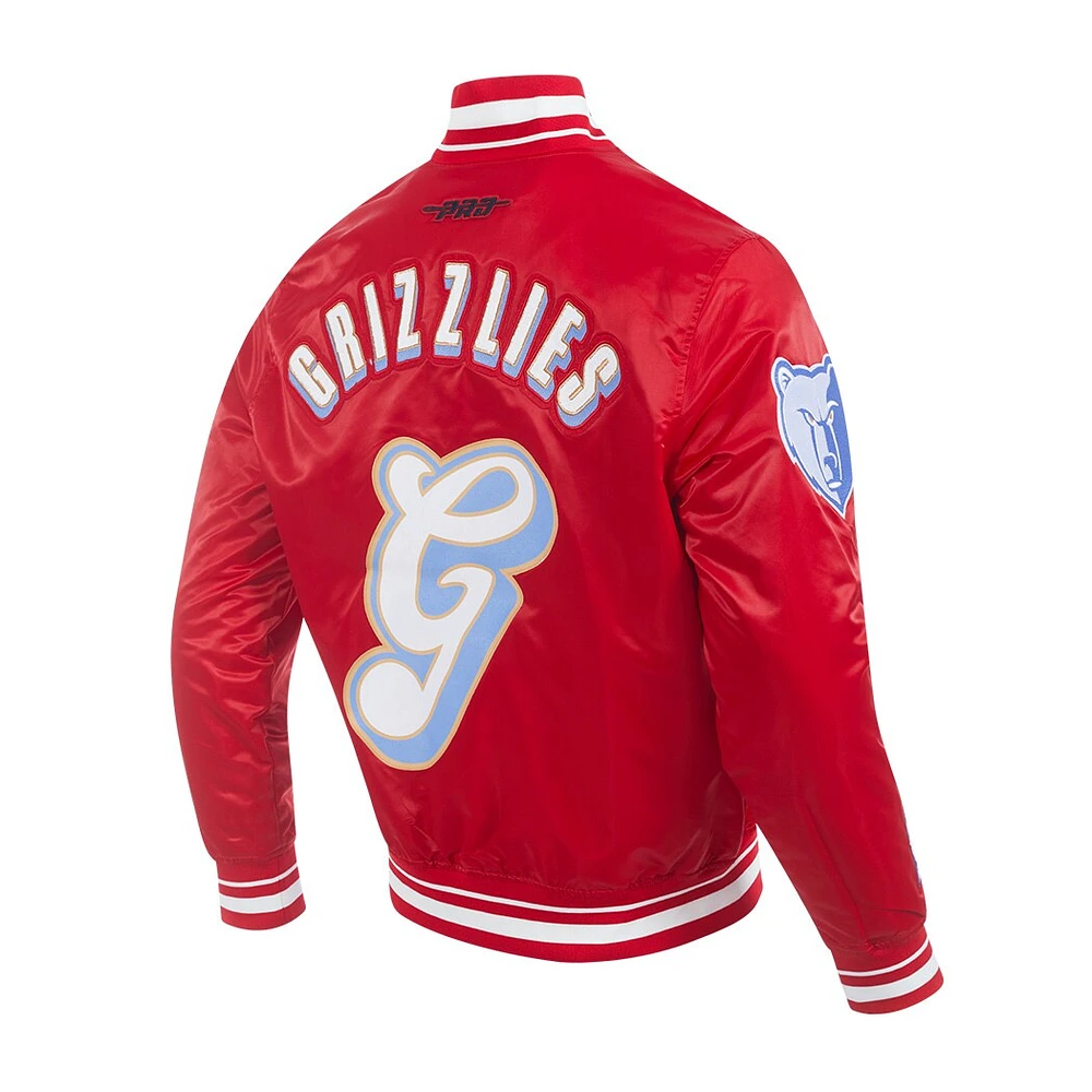 Veste à boutons-pression en satin chenille pour homme Pro Standard Red Memphis Grizzlies City Edition 2024/25