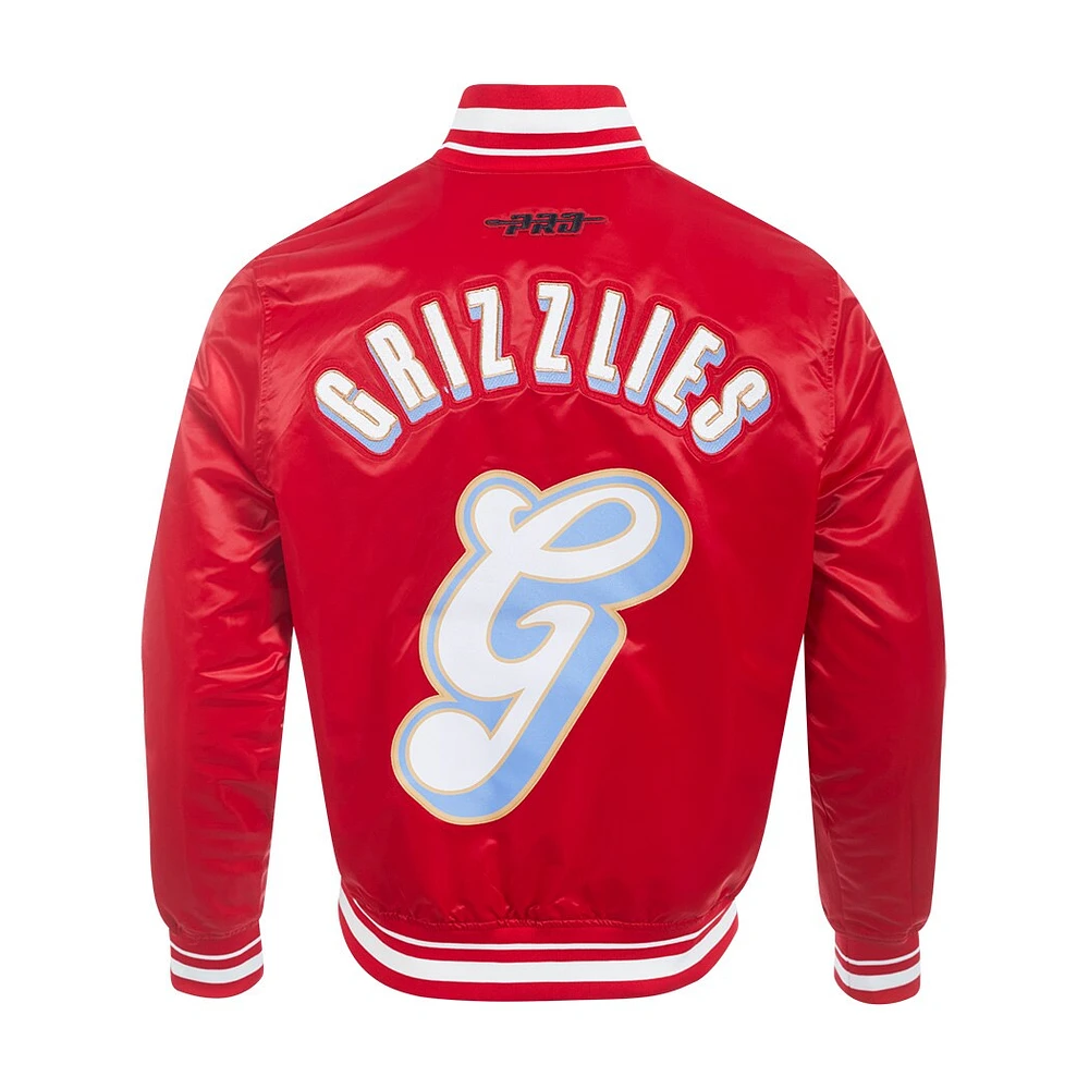 Veste à boutons-pression en satin chenille pour homme Pro Standard Red Memphis Grizzlies City Edition 2024/25