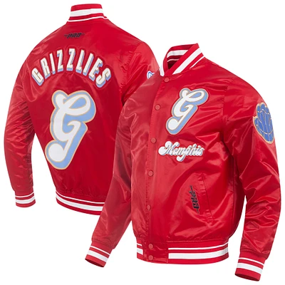 Veste à boutons-pression en satin chenille pour homme Pro Standard Red Memphis Grizzlies City Edition 2024/25