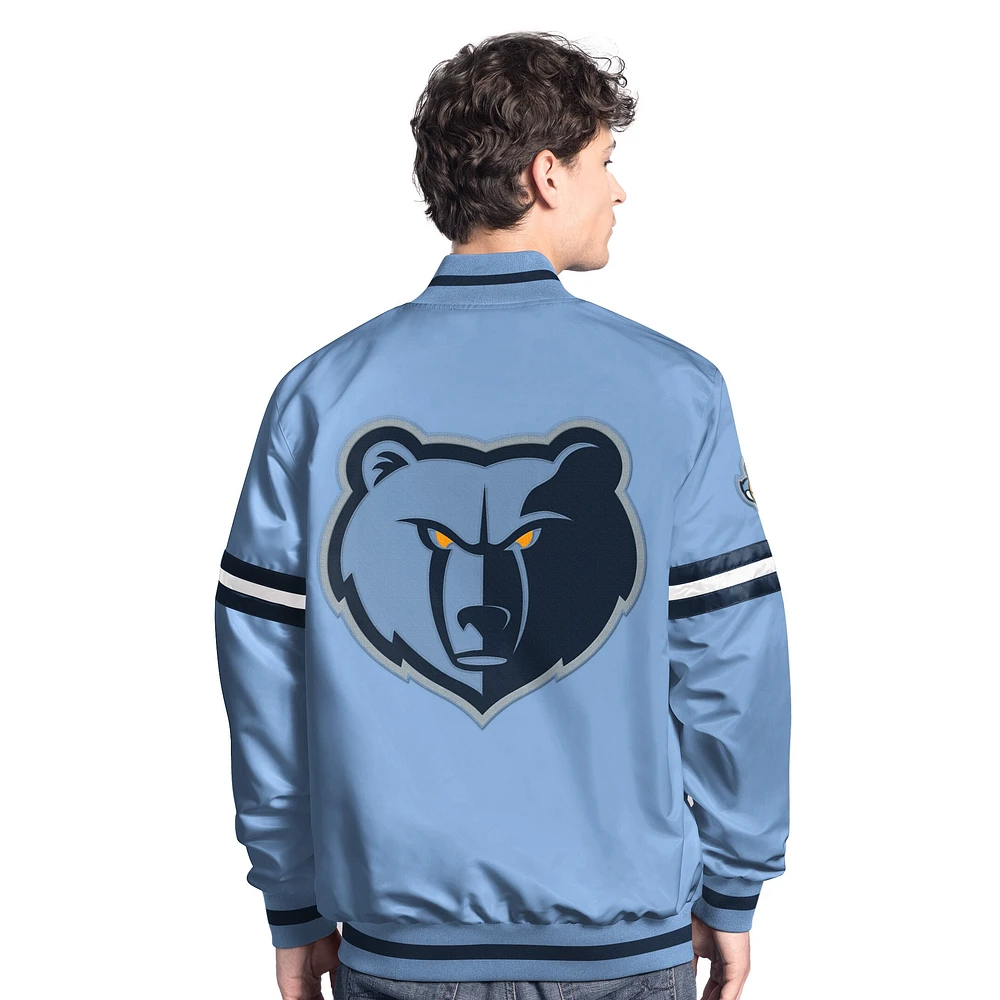 Men's Starter Light Blue/Navy Memphis Grizzlies Scout Full Snap Varsity Jacket