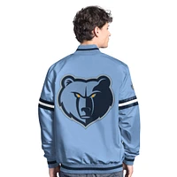 Men's Starter Light Blue/Navy Memphis Grizzlies Scout Full Snap Varsity Jacket