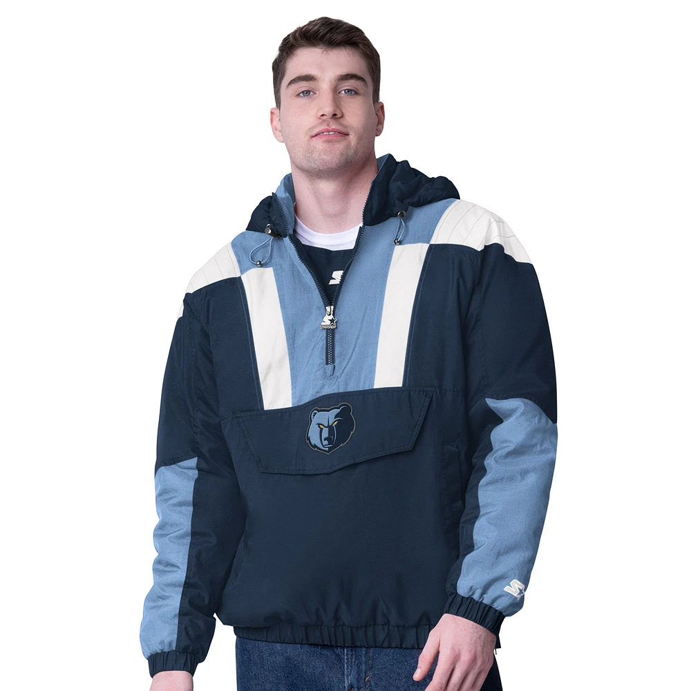 Veste à enfiler demi-zip pour homme Memphis Grizzlies bleu marine/bleu