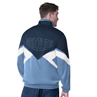 Men's Starter Navy/Light Blue Memphis Grizzlies Rush Applique Full-Zip Track Jacket