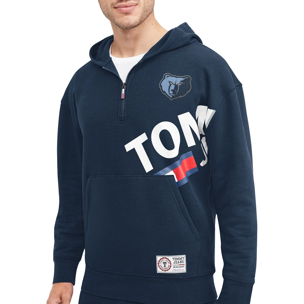 Tommy Jeans - Sweat à capuche demi-fermeture éclair Bernard Memphis Grizzlies bleu marine pour homme