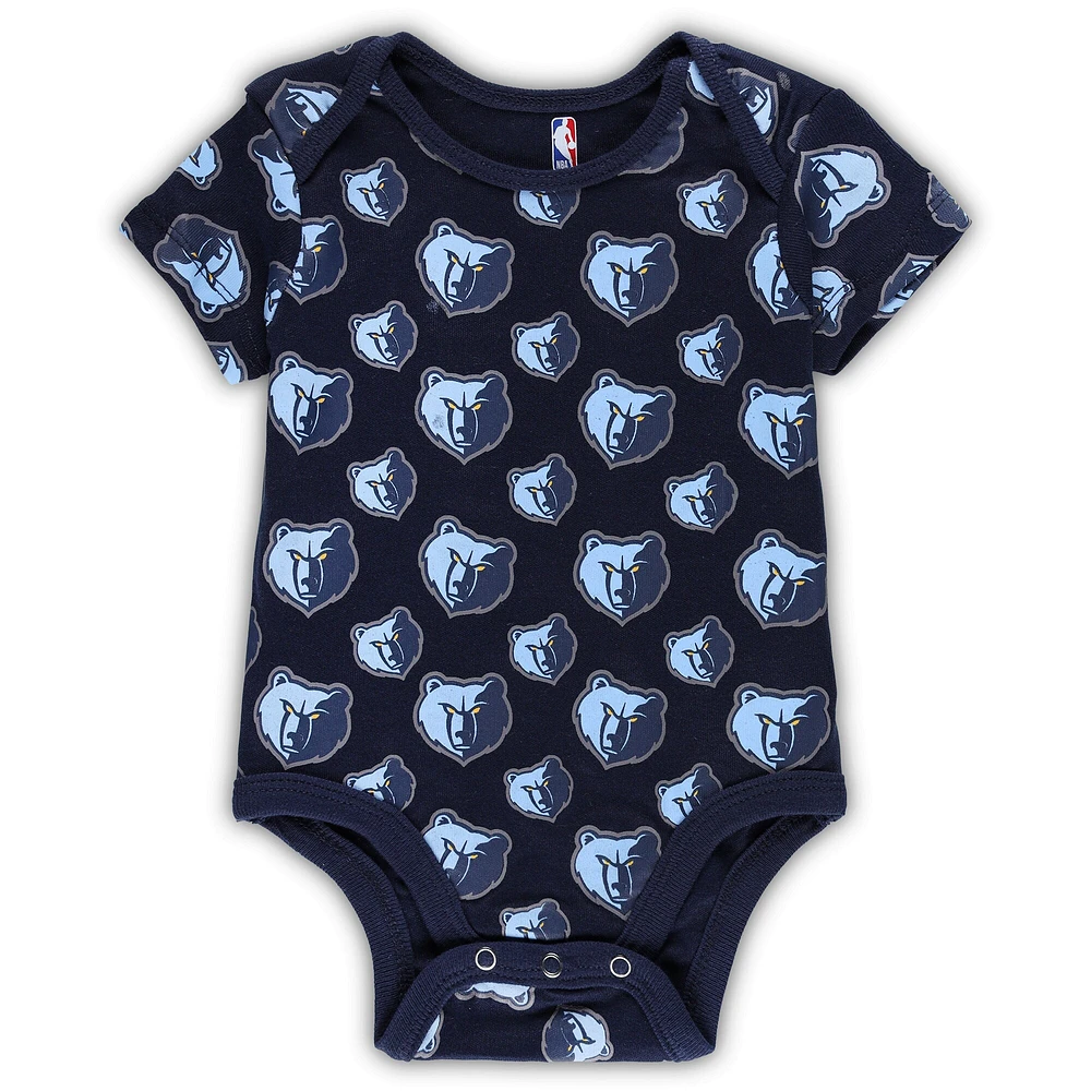 Newborn & Infant Navy/Gray Memphis Grizzlies Two-Pack Double Up Bodysuit Set