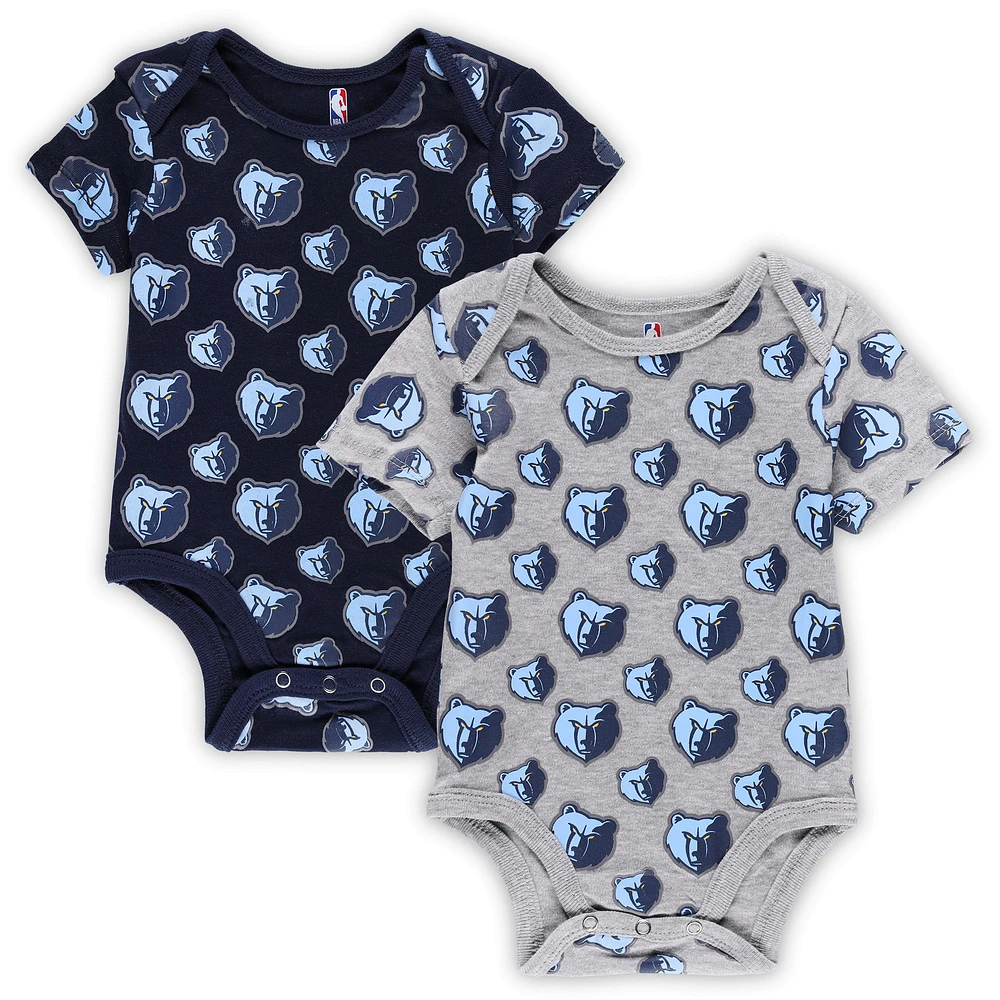 Lot de deux bodys doubles Memphis Grizzlies bleu marine/gris pour nouveau-nés et nourrissons