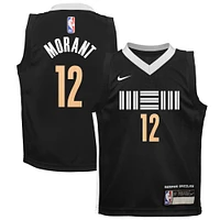 Maillot Nike Ja Morant pour enfants d'âge préscolaire, réplique Swingman des Memphis Grizzlies, noir - City Edition