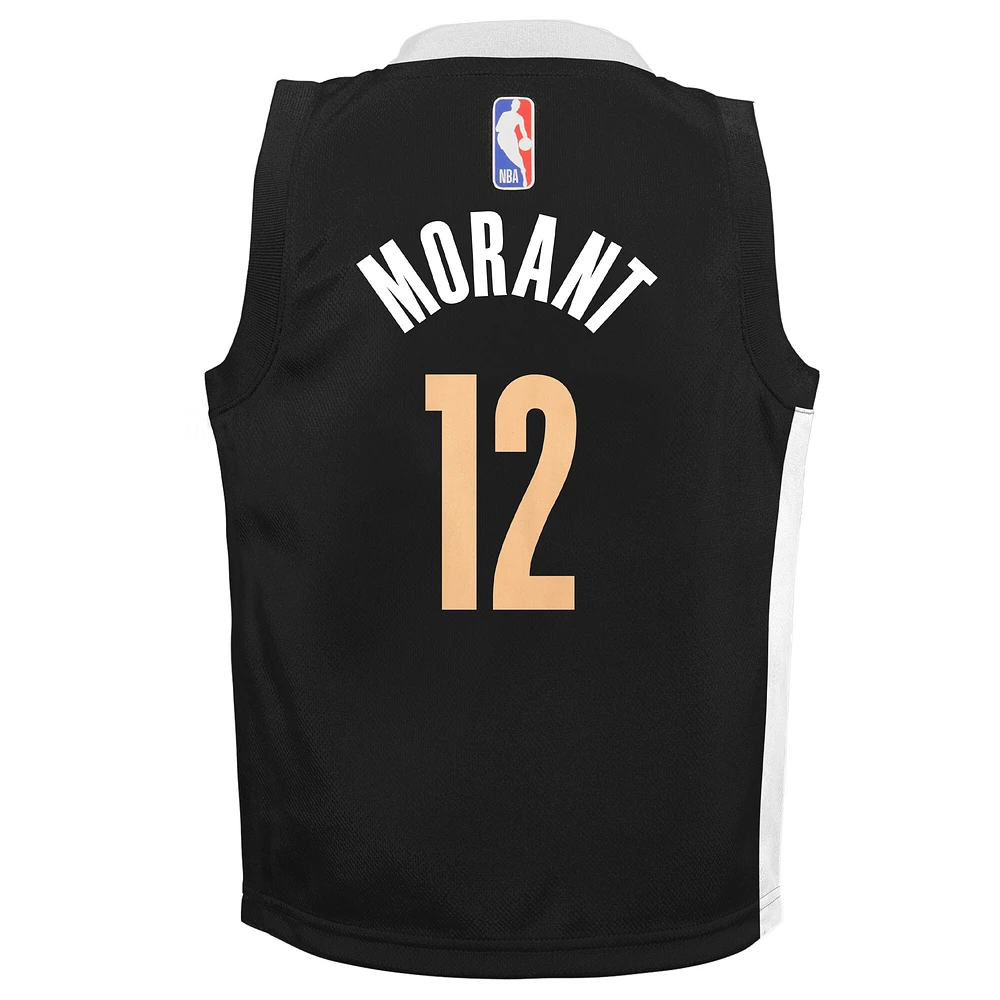 Maillot Nike Ja Morant pour enfants d'âge préscolaire, réplique Swingman des Memphis Grizzlies, noir - City Edition