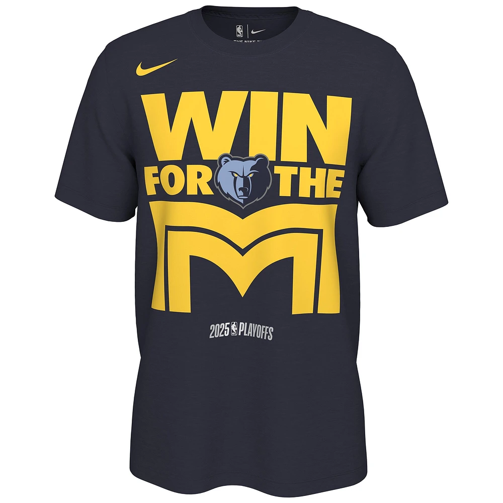 T-shirt Nike College Navy unisexe Memphis Grizzlies 2025 NBA Playoffs On-Court Mantra