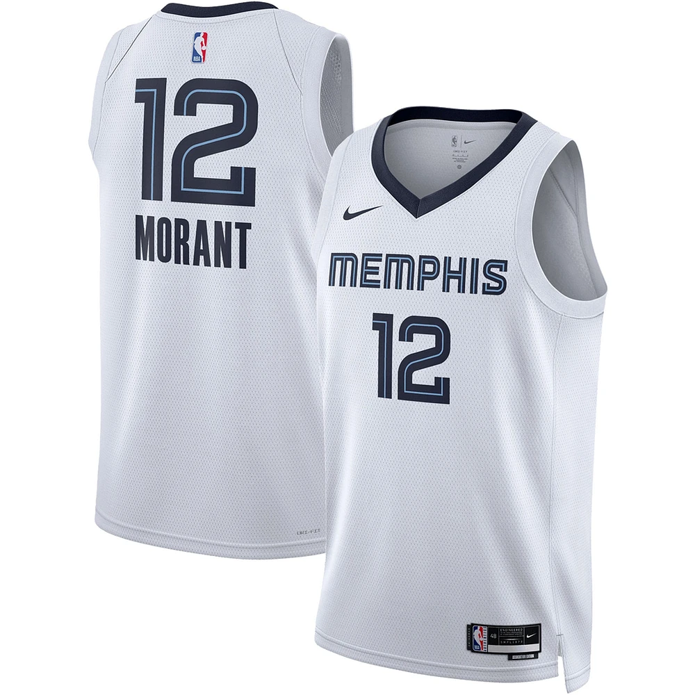 Unisexe Nike Ja Morant Blanc Memphis Grizzlies Swingman Jersey - Association Edition