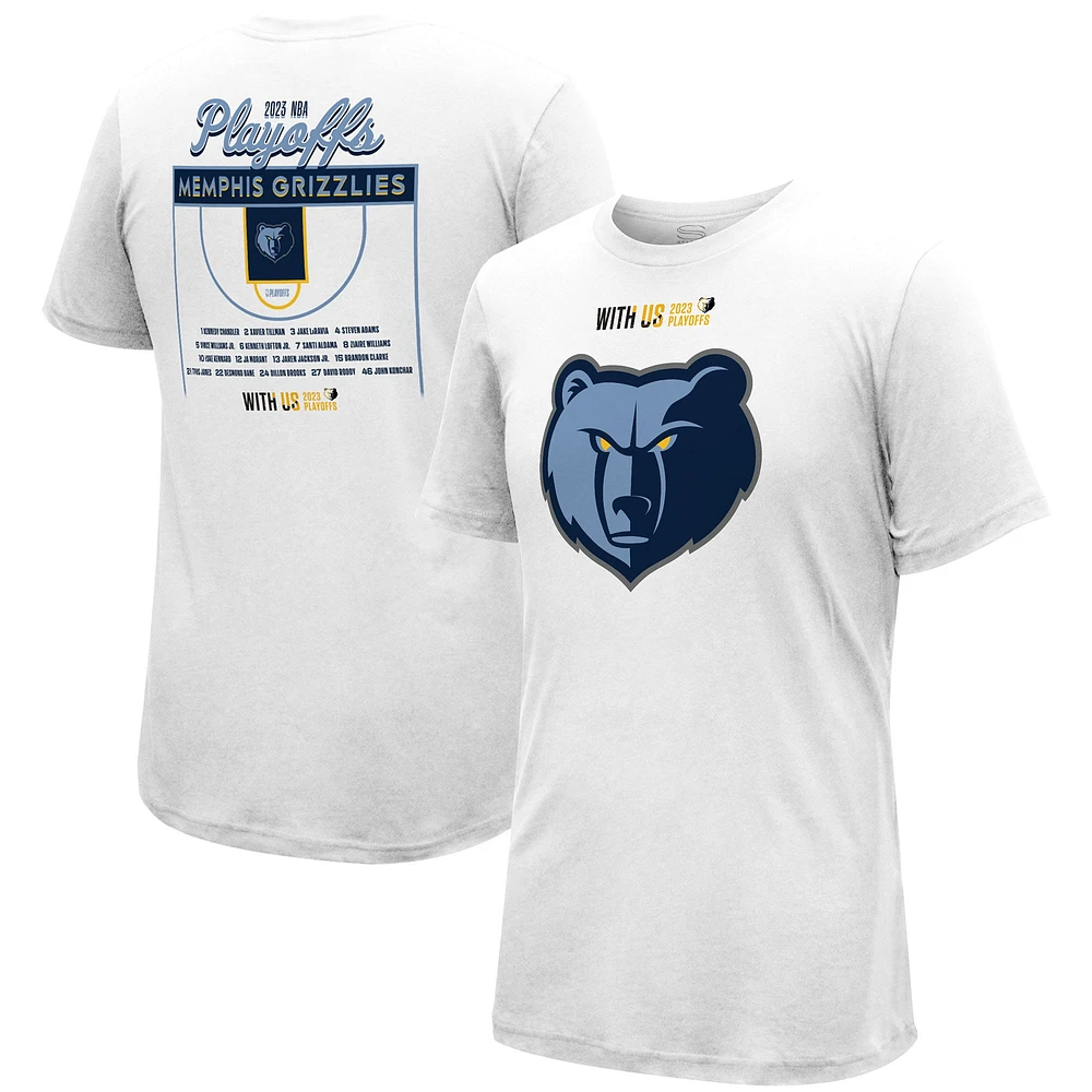 T-shirt unisexe Stadium Essentials blanc Memphis Grizzlies 2023 NBA Playoffs Roster