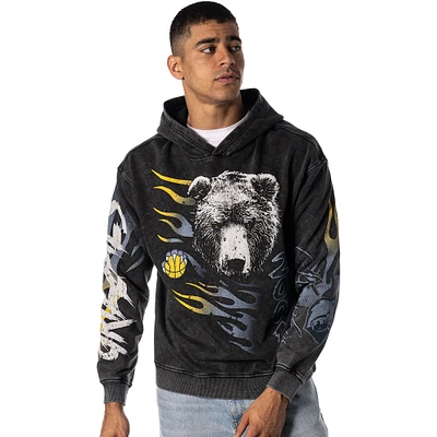 Unisex The Wild Collective Black Memphis Grizzlies Acid Wash Flame Pullover Hoodie