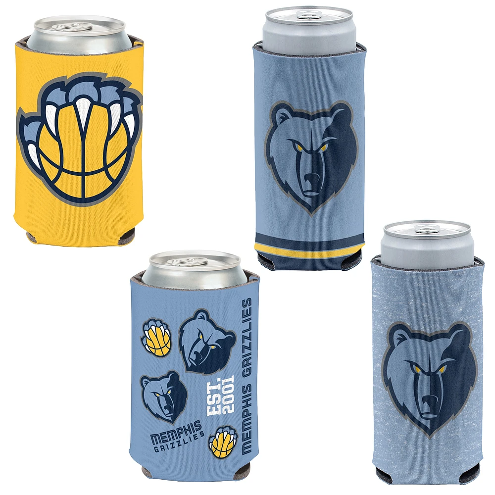 Ensemble de 4 glacières WinCraft Memphis Grizzlies de 12 oz et de canettes minces