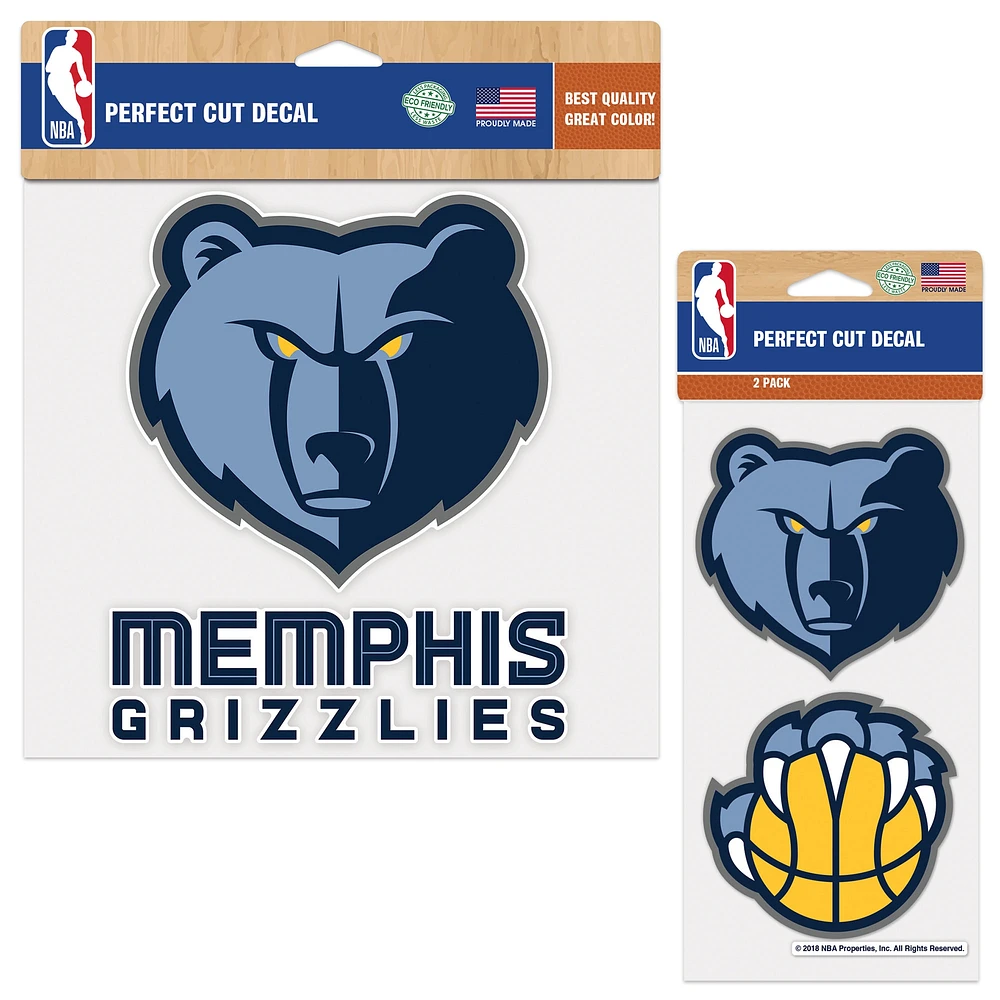 Lot de deux autocollants WinCraft Memphis Grizzlies Perfect Cut