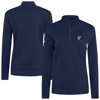 Women's Levelwear  Navy Memphis Grizzlies Cushion Quarter-Zip Pullover