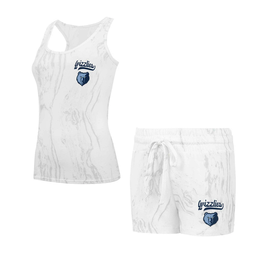 Women's Concepts Sport White Memphis Grizzlies Quartz Tank Top & Shorts Set