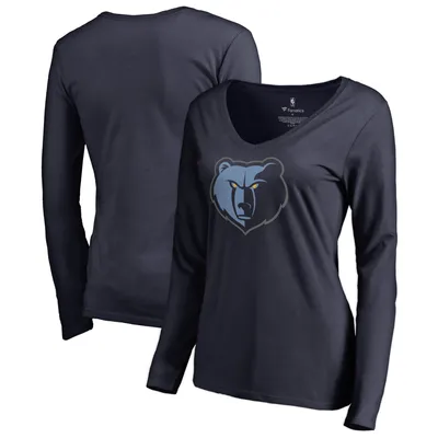 Memphis Grizzlies Fanatics Branded Women's Primary Logo V-Neck Long Sleeve T-Shirt - Navy