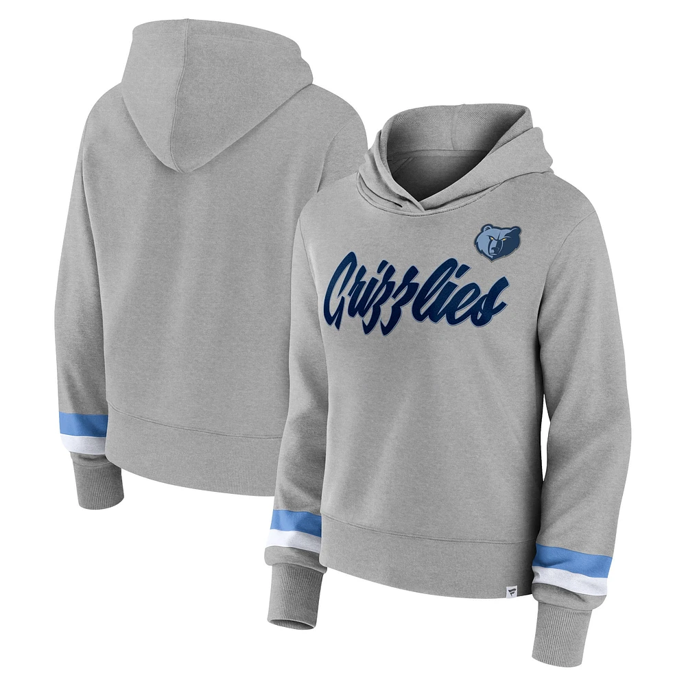 Women's Fanatics Heather Gray Memphis Grizzlies Halftime Pullover Hoodie