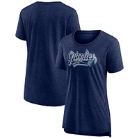 Women's Fanatics Heather Navy Memphis Grizzlies League Leader Tri-Blend T-Shirt