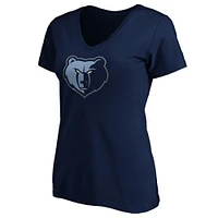 T-shirt à col en V Fanatics Ja Morant pour femmes, bleu marine, Memphis Grizzlies Playmaker Logo, nom et numéro