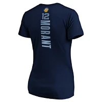 T-shirt à col en V Fanatics Ja Morant pour femmes, bleu marine, Memphis Grizzlies Playmaker Logo, nom et numéro