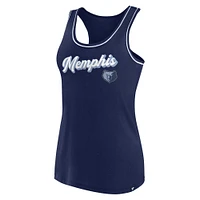 Débardeur à dos nageur avec logo Fanatics bleu marine Memphis Grizzlies pour femmes