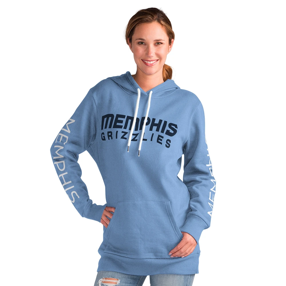 Sweat à capuche bleu clair G-III 4Her by Carl Banks pour femme, motif Memphis Grizzlies Base Coach