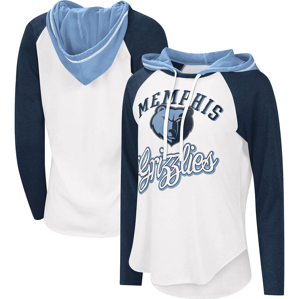 T-shirt à manches longues pour femme G-III 4Her by Carl Banks Blanc Memphis Grizzlies MVP Raglan Hoodie