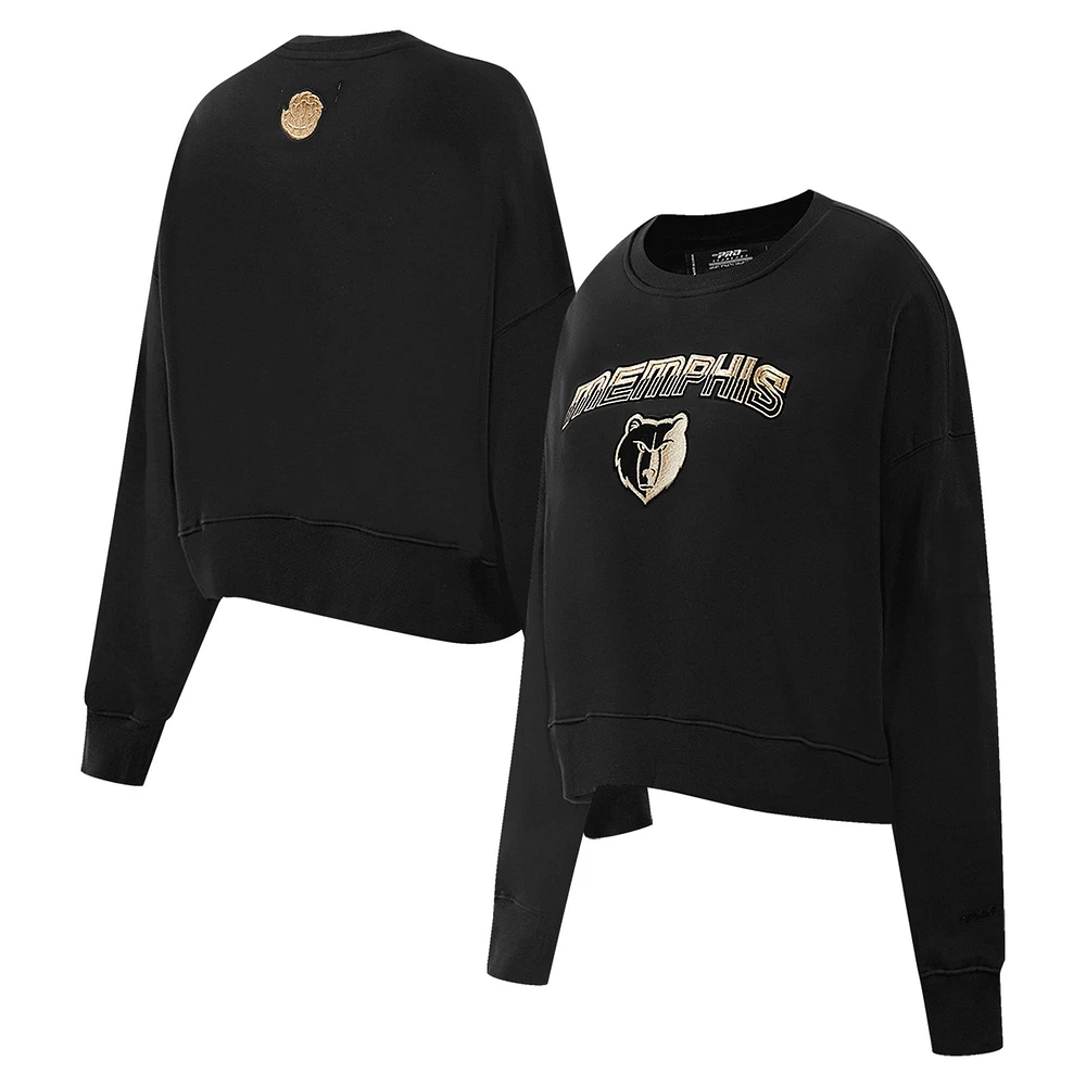 Women's Pro Standard  Black Memphis Grizzlies Glam Cropped Pullover Sweatshirt