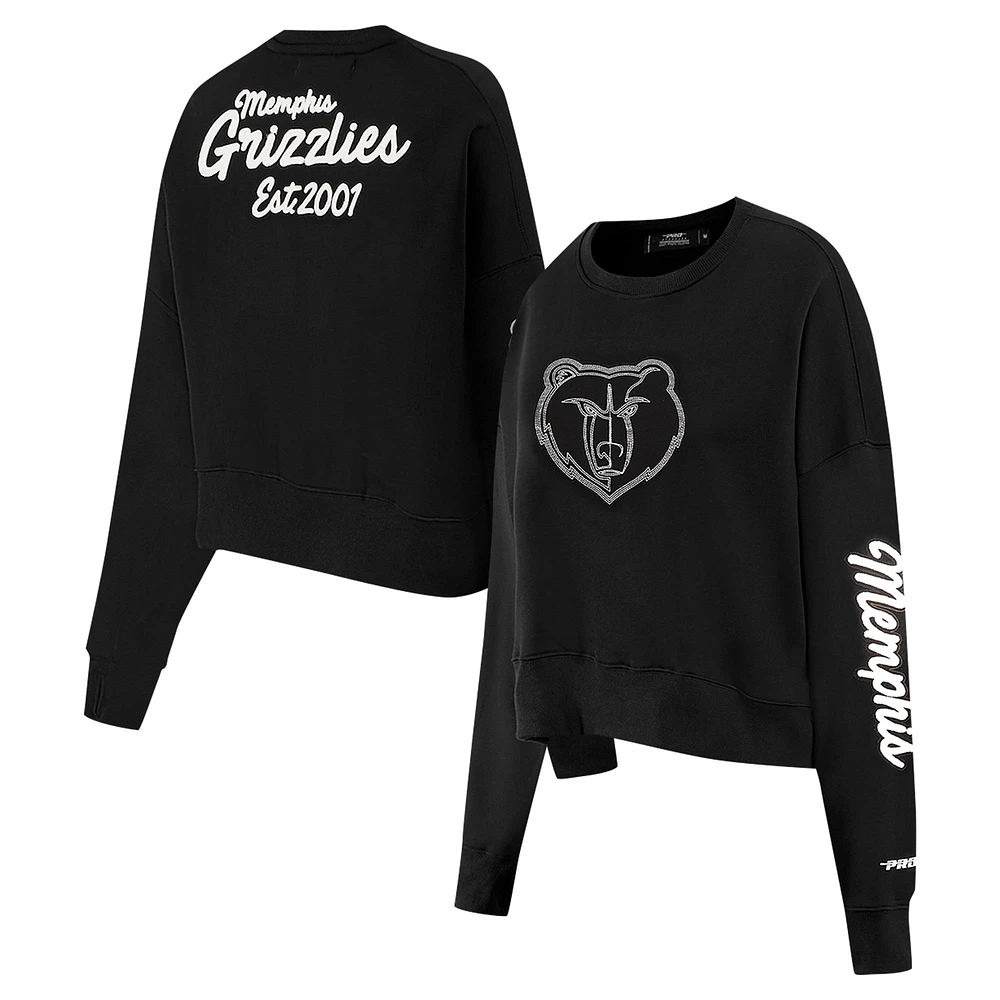 Sweat-shirt court Pro Standard noir pour femme avec logo Memphis Grizzlies Paint The City