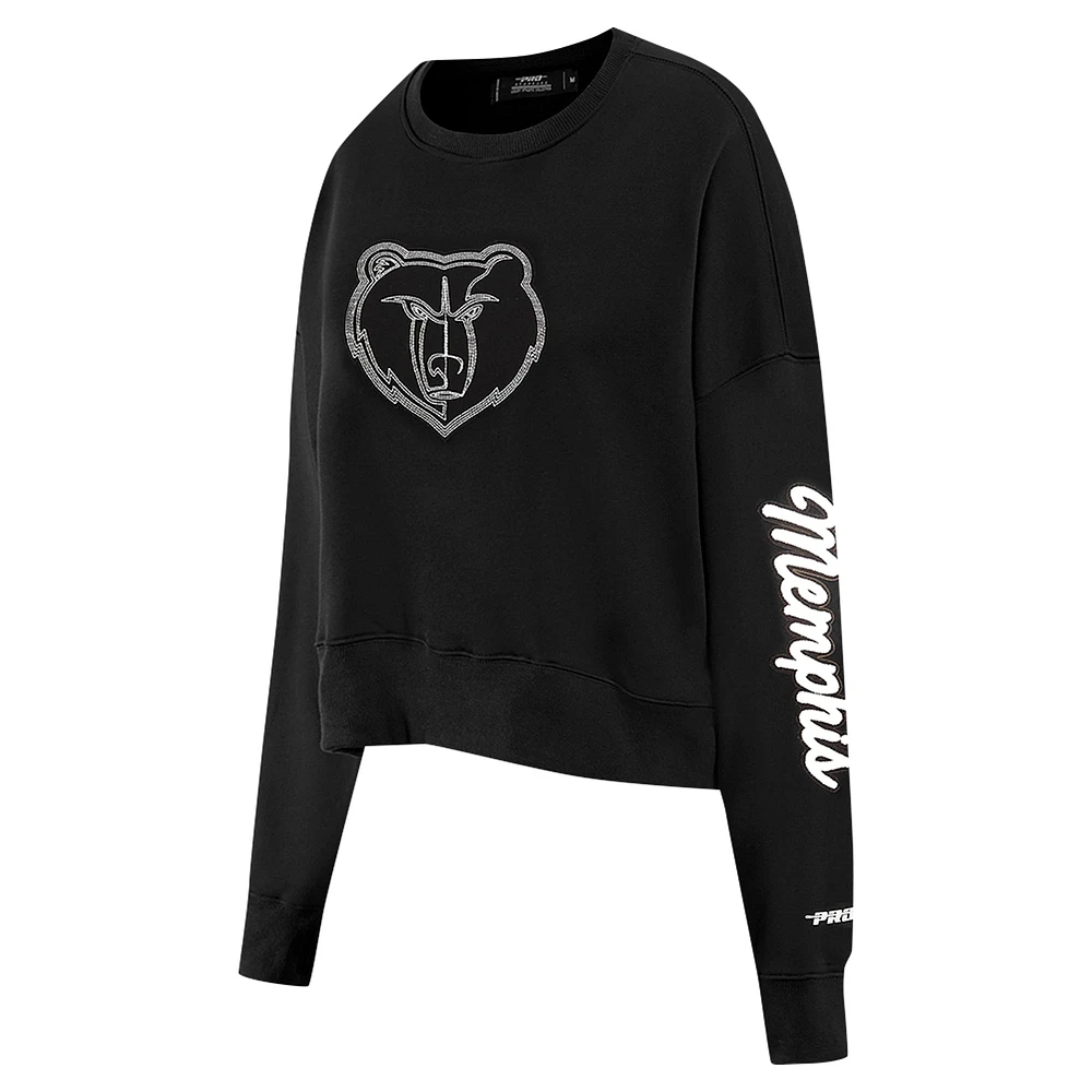 Sweat-shirt court Pro Standard noir pour femme avec logo Memphis Grizzlies Paint The City