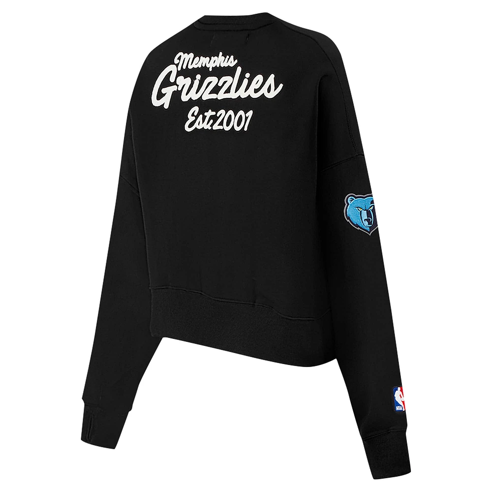 Sweat-shirt court Pro Standard noir pour femme avec logo Memphis Grizzlies Paint The City