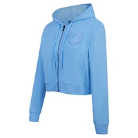 Sweat à capuche entièrement zippé triple ton sur Pro Standard pour femmes, bleu clair, Memphis Grizzlies