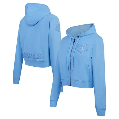 Sweat à capuche entièrement zippé triple ton sur Pro Standard pour femmes, bleu clair, Memphis Grizzlies