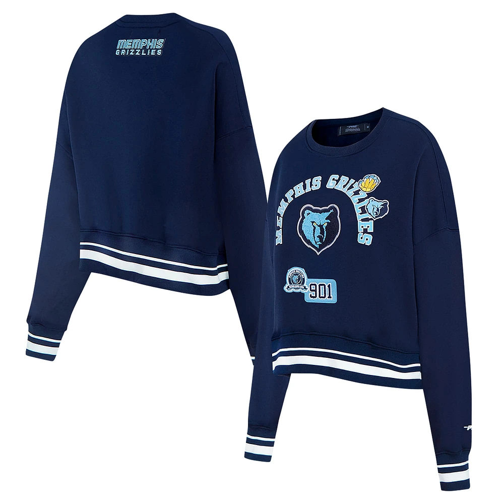 Sweat-shirt court Pro Standard bleu marine pour femme avec code régional des Memphis Grizzlies