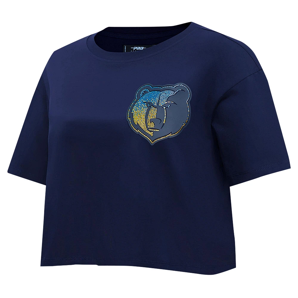 T-shirt court et boxy pour femme Pro Standard bleu marine Memphis Grizzlies Jewels