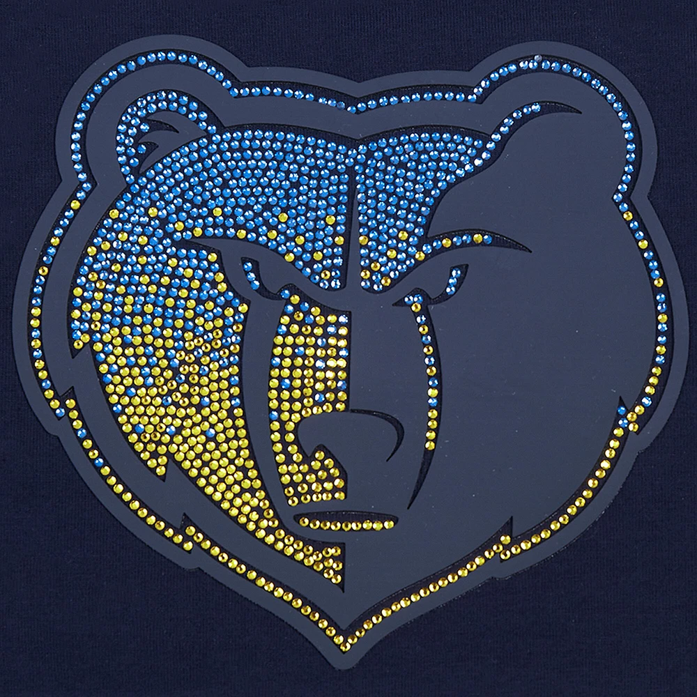 T-shirt court et boxy pour femme Pro Standard bleu marine Memphis Grizzlies Jewels