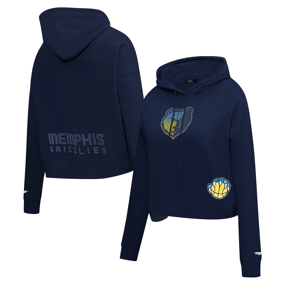 Sweat à capuche court pour femme Pro Standard bleu marine Memphis Grizzlies Jewels