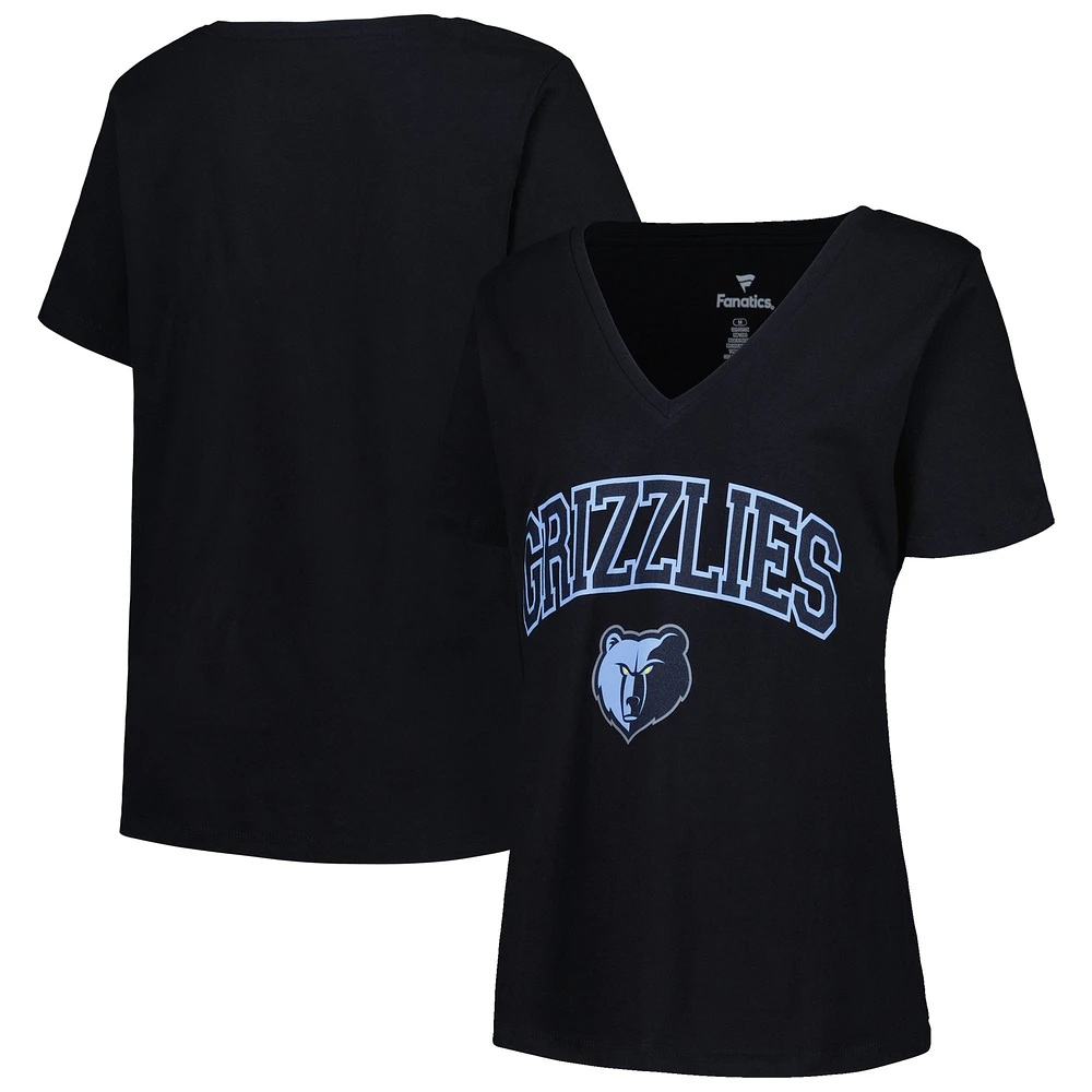 Profil pour femme Memphis Grizzlies noir grande taille Arch sur logo T-shirt à col en V